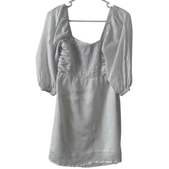 Faithfull The Brand Venezia Pleated Linen Mini Dress 4 - Picture 6 of 9